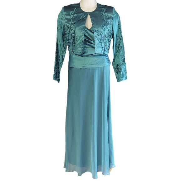 Patra Women's 2-Piece Taffeta and Chiffon Formal Gown w/Bolero Jacket - Picture 1 of 13